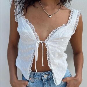 Tie front eyelet lace tank merelle SOLD